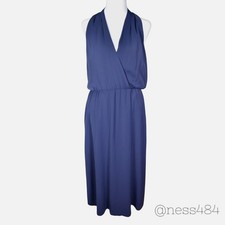 Lauren Ralph Lauren Black Label Navy Blue Halter Neck Midi Dress Size 10 EUC