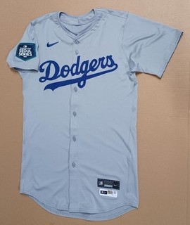 DODGERS (No#) Team Issued 4/5/2024 "SEOUL SERIES" Patch GRAY ROAD JERSEY Sz 42