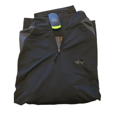 Men s NWT XXL Black/Grey UPF 50+ Fitted Performance Play Dry Shark 1/4 Zip Shirt