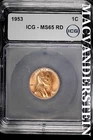 1953 Lincoln Wheat Cent- ICG MS 65 Red Lustrous- No Reserve #SLA587