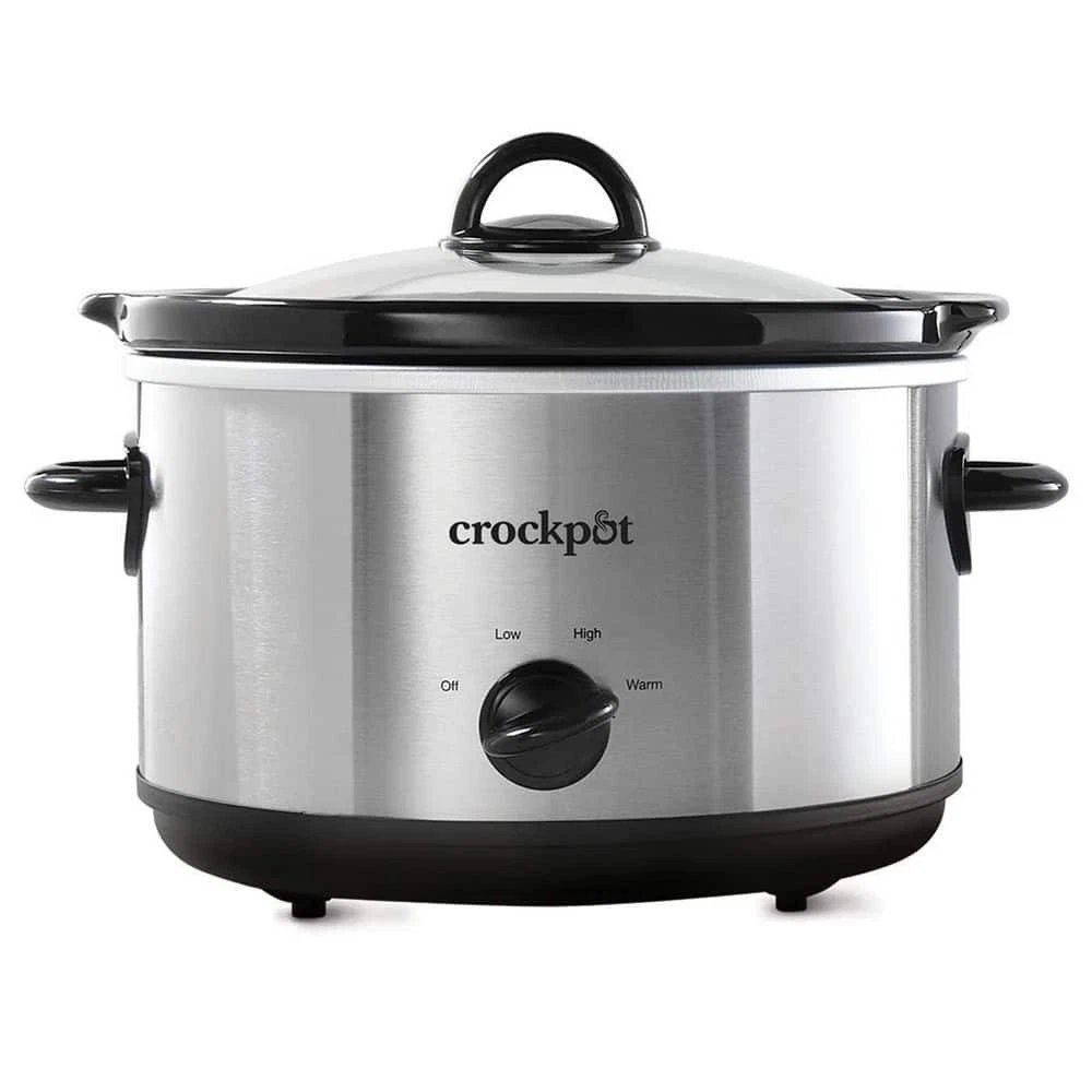 Crock-Pot Slow Cooker - 4.5 qt. Silver - Glass Lid - Manual Keep Warm 3-Setting