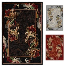 Sumatra Modern Carpet Rugs with Contemporary Floral Bordered Area Rugs