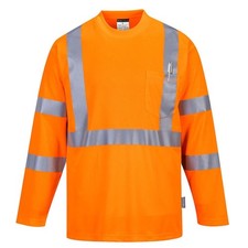 Portwest S191 Hi-Vis Reflective Safety Long Sleeve Crew Neck Pocket T-Shirt 4XL