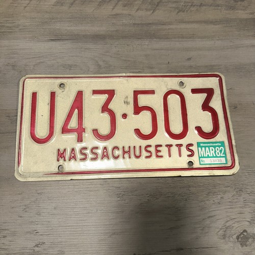 Vintage 1982 Massachusetts License Plate #U43.503