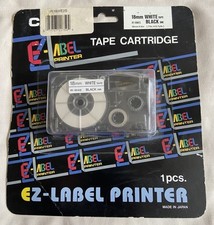 Casio EZ Label Printer Label Cartridge - 18mm White Tape Black Ink 1-pack New