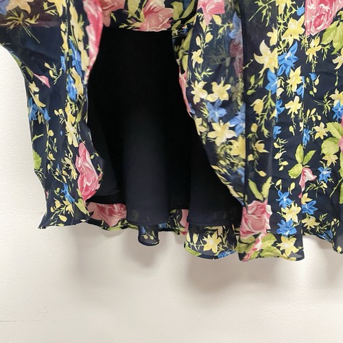 Falda Jones New York Mujer 100% Seda Talla 16 Negra Estampado Floral Midi Oscura Academia - Imagen 3 de 10
