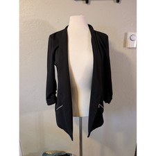 Black open front Blazer 3/4 sleeves womens size L