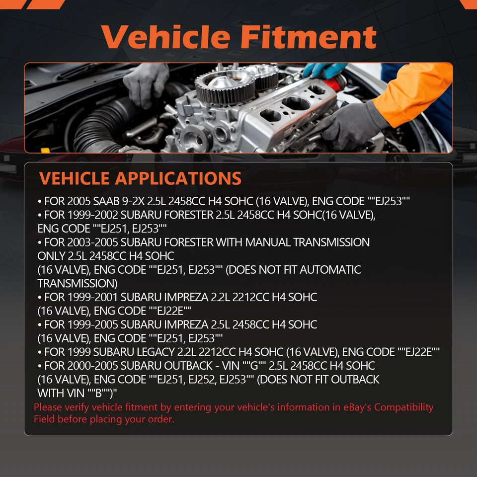 For 99-05 Subaru Forester Impreza 2.5 2.2L SOHC Timing Belt Kit Water Pump EJ25 Foto 3 de 4