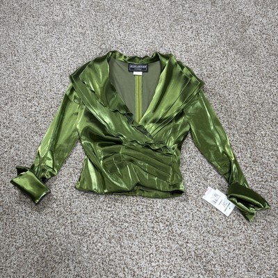 Jessica Howard Green Evening Top Size 6 Satin Stunning NEW