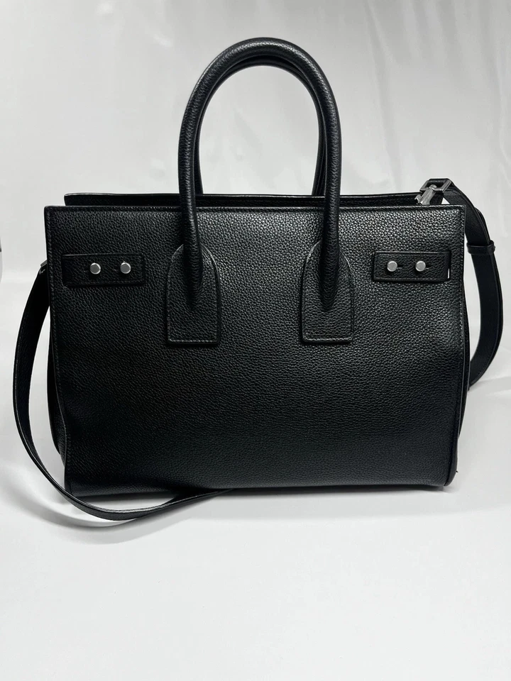 Bolso Cartera SAINT LAURENT Sac De Jour Asa Superior Cuero Guijarro Granulado Negro Foto 2 de 4