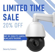 VIKYLIN 5MP 18X ZOOM IR PTZ Security Camera Outdoor Human Auto Tracking 360 Pan