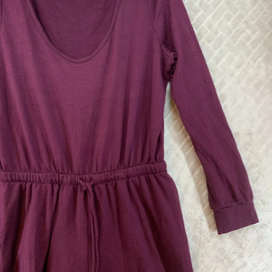 Gap Womens Large Jumpsuit Burgundy Purple Long Sleeve Scoop Neck Lounge Comfort - Image 4 of 4
