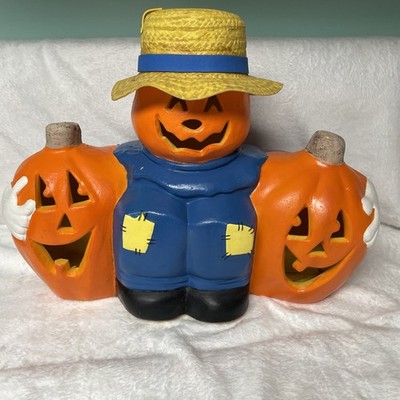 VTG 1998 Paper Magic Group Scarecrow JOL Pumpkin Blow Mold Lighted Halloween