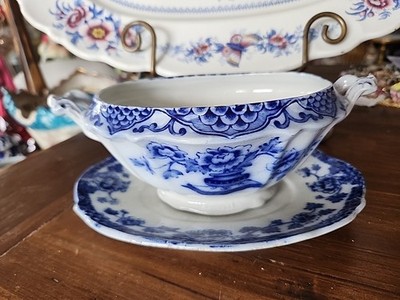 Antique Flow Blue Bowl / Under Plate Perfect Planter