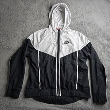 NIKE Sportswear Windrunner Jacket Women's Medium Black White Lightweight Running