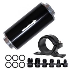 Inline Fuel Filter 100 Micron with 6AN 8AN 10AN 6an fuel filter, Black