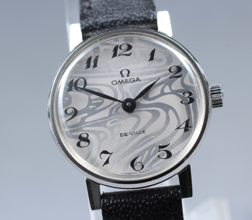 Vintage OMEGA De ville Cal.620 Silver Marble Pattern Manual Winding Womens Watch - Picture 1 of 11