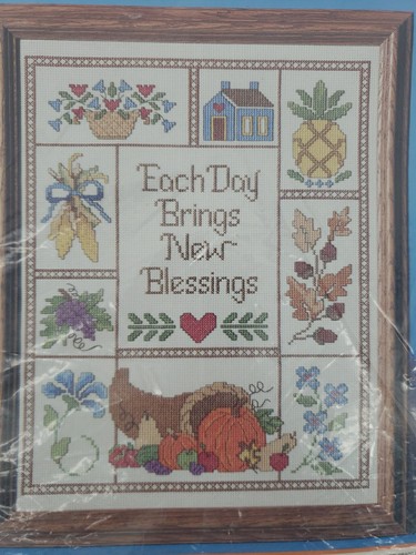 New Current Harvest of Blessings Counted Cross Stitch Sampler Kit #10999-2 - Picture 3 of 4