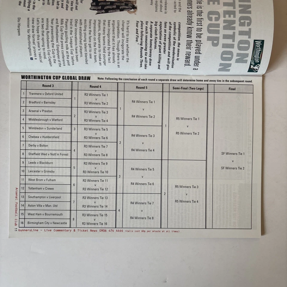 Arsenal v Preston North End - Worthington Cup Programme October 12th 1999 - Image 3 of 4