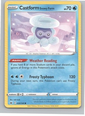 SWSH06: Chilling Reign #034/198 Castform Snowy Form Pokemon TCG