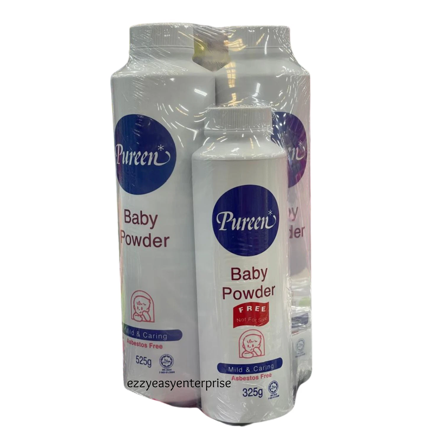 Pureen Baby Powder Talc Powder Value Pack 2x525 with FREE 325g (3 in 1)