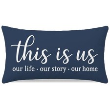 Decorative Pillow Cover 12x20 Inch Lumbar 20" x 12" Pack of 1 Navy Blue