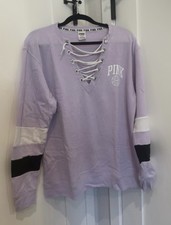 Victoria s Secret PINK Lavender Lace-Up Pullover Sweatshirt Size Medium