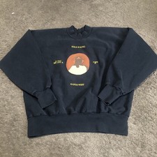 Kanye West Jesus Is King Yeezy 45 RPM Vinyl Crewneck Sweatshirt Size L Navy Blue