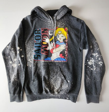 Sailor Moon Womens Black Hoodie Size S Comfort Pullover Soft Front Pocket Anime