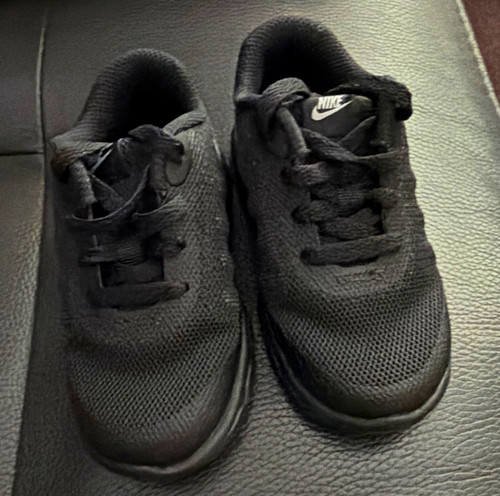 Nike Downshifter Black Mesh Lace Up Trainers Unisex Kids UK 5.5 Logo Rubber