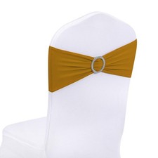 25 PCS Gold Spandex Chair Sashes With Buckle Slider Wedding Party Decoration