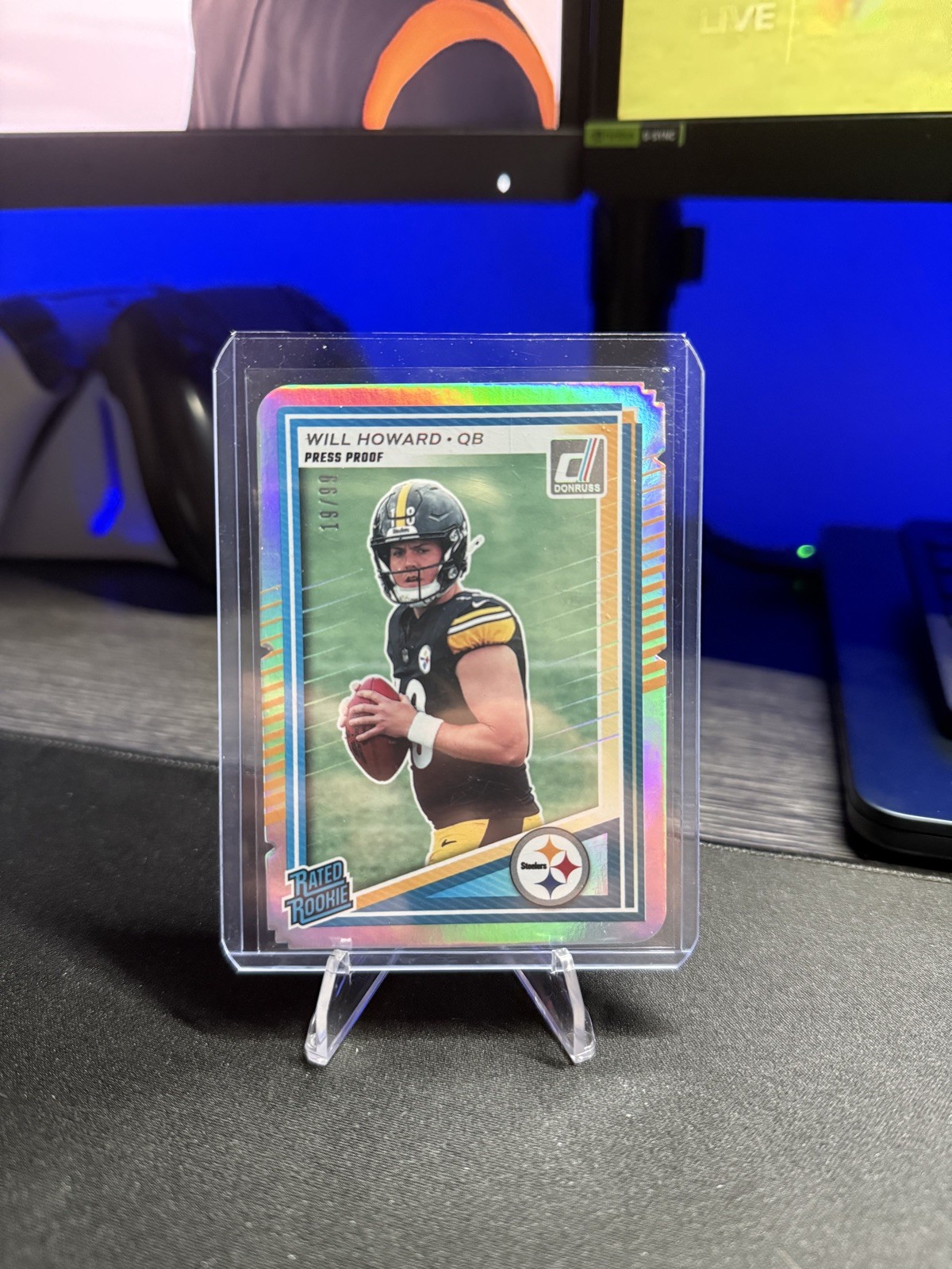 2025 Donruss Will Howard Rated Rookie Press Proof Silver Die-Cut /99 Steelers RC