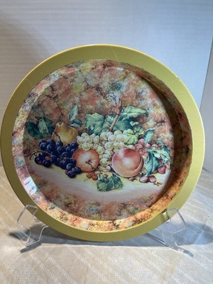 VTG Dasher Decorated Ware Metal Tray Fruit Still Life Made In England Toleware 