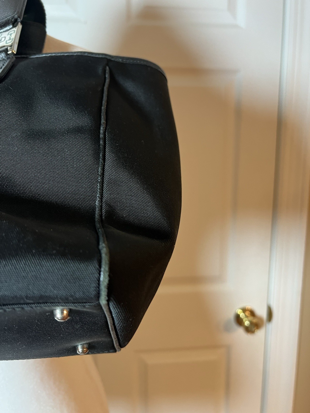 GUCCI Sherry Nylon Leather Tote Bag Hand Bag Black 145758 Classic VGT thumbnail 4