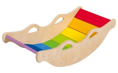 Playtive Balance Wippe Holz Brücke Tresen in Regenbogenfarben Kinder ab 2 Jahre