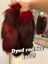 Ethical Dark red dyed Fox Taxidermy Tails For therians or any other use