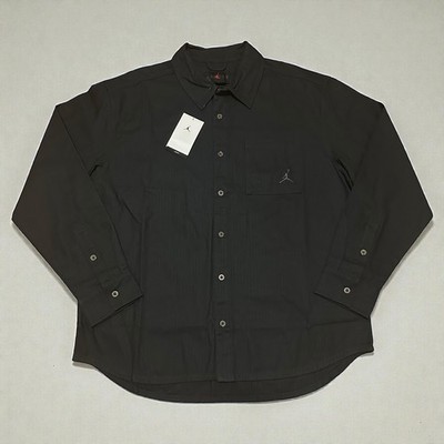 Air Jordan Essentials Mens Button Down Shirt Black Long Sleeve Large NWT FV7446