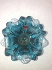 Vintage Murano Art Glass Ashtray Beautiful Wavy Flower Bowl Blue Gold Coastal