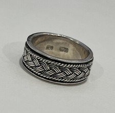 Sterling Silver 925 Spinner Braid Twist Wide Band Ring Size 8 8mm Wide C56