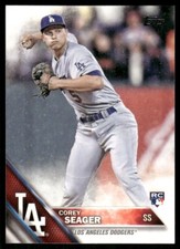 J754 COREY SEAGER RC 2016 TOPPS #85 SP FIELDING VARIATION LA DODGERS RANGERS