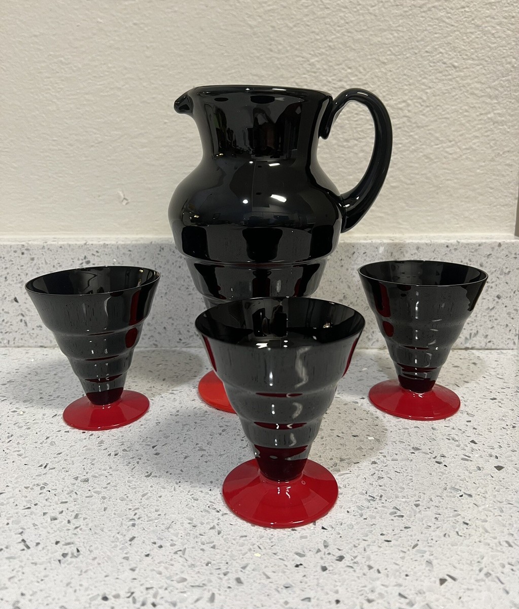 Napoleone Martinuzzi For Venini Pitcher And 3 Glasses Murano Glass