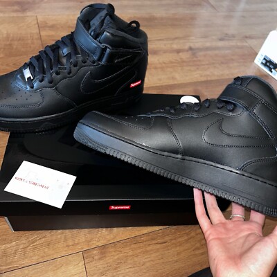 Supreme®/Nike® Air Force 1 Mid BLACK /UK 9.5/ BRAND NEW IN BOX