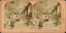 Suède, Stockholm, Salon Rouge du Palais Royal, vintage print, ca.1890, stéréo Ti