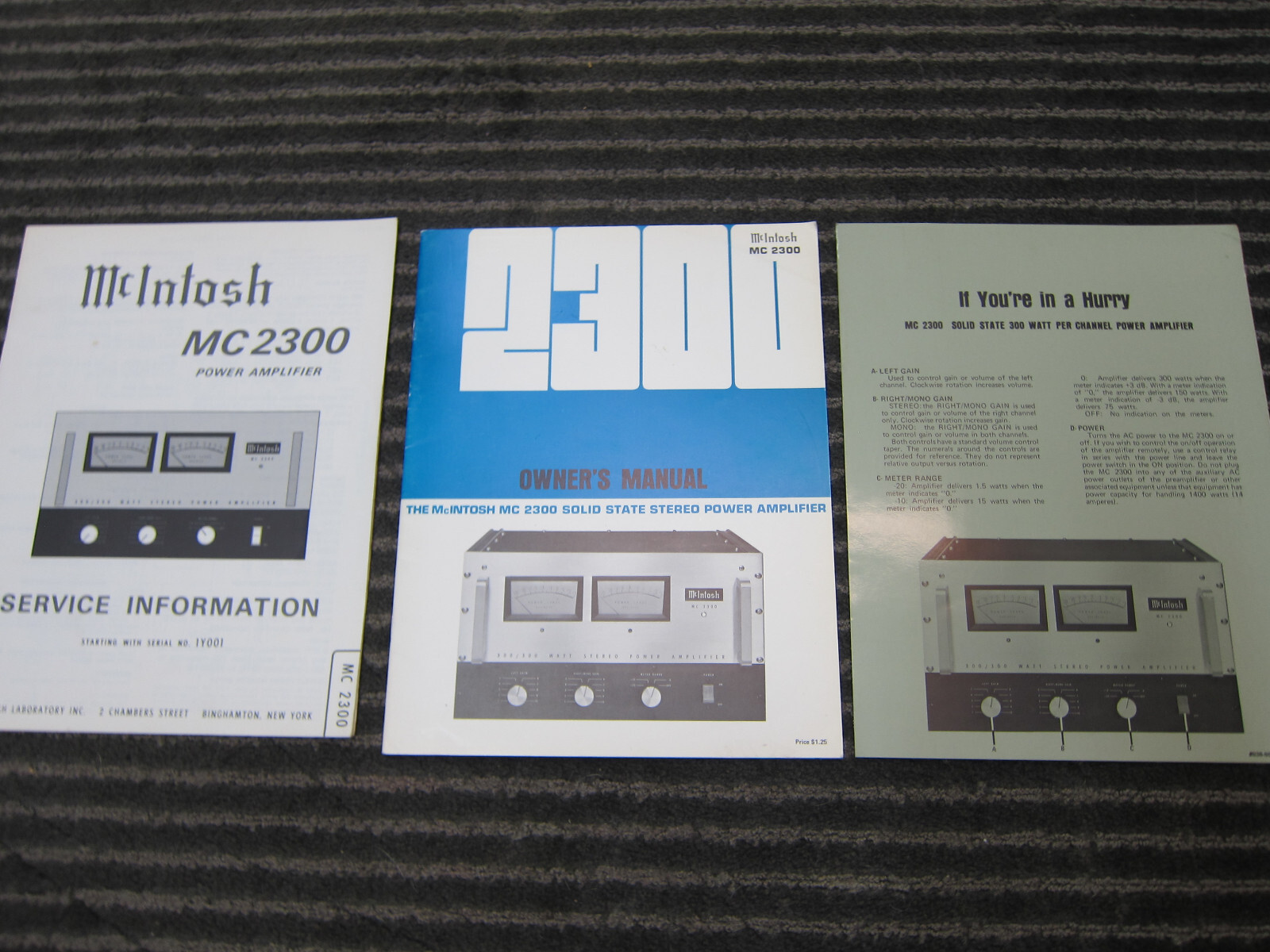 Vintage Mcintosh MC-2300 Owners Manual, Glossy Brochure,Service Manual/Sch NICE