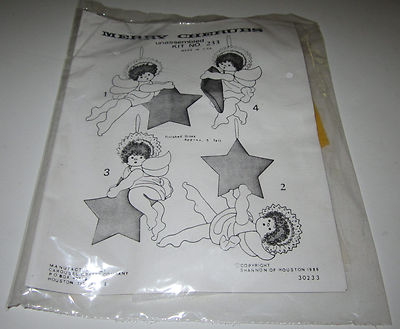 Vintage Kit to Make 4 MERRY CHERUBS on STARS Sewing Kit for 5'' Cherubs 