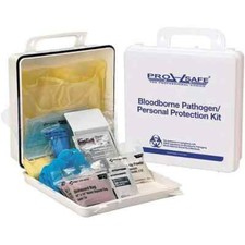 PRO SAFE 13 Piece Bloodborne Pathogen Kit for 1 Person: Includes Plastic Box