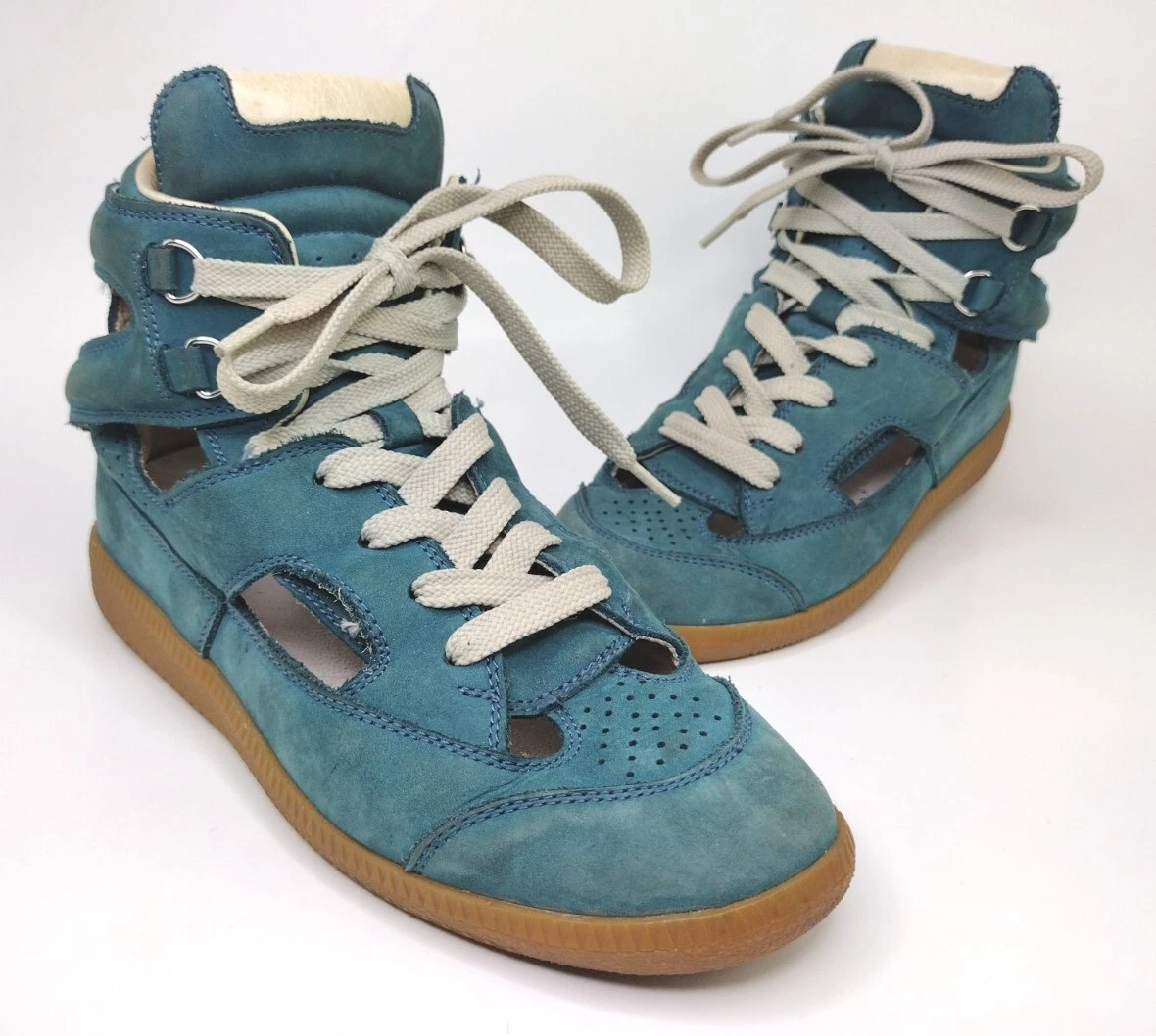 Illusion Skjult Anholdelse Maison Martin Margiela Womens High Top Suede Cutout Sneakers Teal Blue Size  36 | eBay