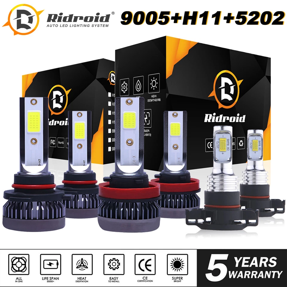 LED Headlight + Fog Light Bulbs Combo For Chevy Silverado 1500 2500HD 2007-2015 - Bild 1 von 4