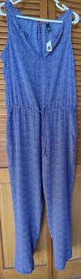 GAP, WOMEN'S L SLEEVELESS LIGHTWEIGHT JUMPSUIT, BLUE WHITE, NEW WITH TAGS