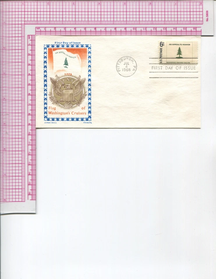 full set: 10 colonial flags envelopes 1968 Jackson Chickering cachet FDC UNADDR - Image 2 of 4